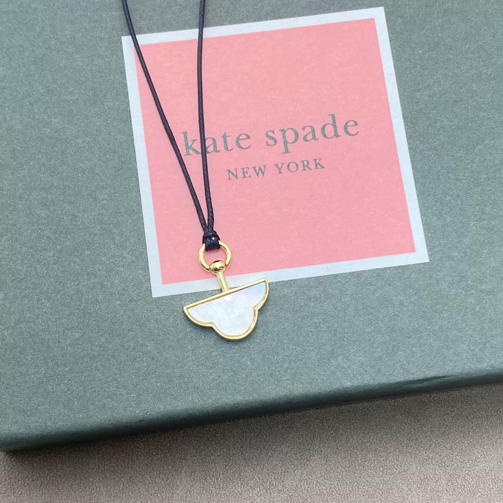 kate spade Natural Shell Pearl Black Leather Cord Cloud Pendant Necklace